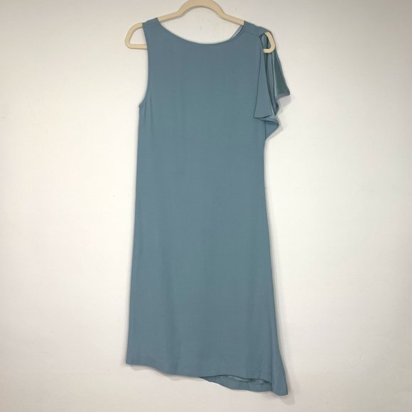 PAUL & JOE PARIS Blue‎ Crepe Off -Shoulder Shift Midi Dress Sz 38 - Picture 5 of 7